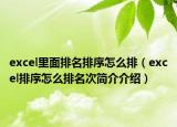 excel里面排名排序怎么排（excel排序怎么排名次简介介绍）