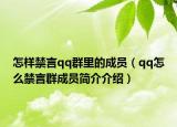怎样禁言qq群里的成员（qq怎么禁言群成员简介介绍）