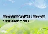 其他的和其它的区别（其他与其它的区别简介介绍）