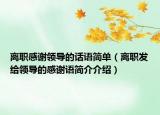 离职感谢领导的话语简单（离职发给领导的感谢语简介介绍）