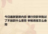 今日最新更新内容 银行贷款审批过了不放款什么意思 审核进度怎么查询