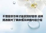 不懂翡翠怎样才能买到好翡翠 这样挑选就对了具体情况详细内容介绍