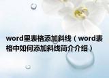 word里表格添加斜线（word表格中如何添加斜线简介介绍）