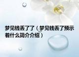 梦见钱丢了了（梦见钱丢了预示着什么简介介绍）