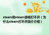 steam和steam游戏打不开（为什么steam打不开简介介绍）
