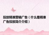 投放精准营销广告（什么是精准广告投放简介介绍）