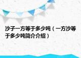 沙子一方等于多少吨（一方沙等于多少吨简介介绍）