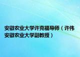 安徽农业大学许克福导师（许伟 安徽农业大学副教授）