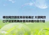 哪些网贷额度高容易通过 大额网贷口子这里有具体情况详细内容介绍