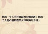 思念一个人的心情说说心情短语（思念一个人的心情短语怎么写啊简介介绍）