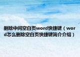 删除中间空白页word快捷键（word怎么删除空白页快捷键简介介绍）