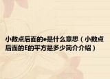 小数点后面的e是什么意思（小数点后面的E的平方是多少简介介绍）