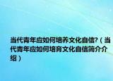 当代青年应如何培养文化自信?（当代青年应如何培育文化自信简介介绍）