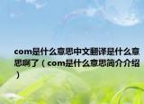 com是什么意思中文翻译是什么意思啊了（com是什么意思简介介绍）