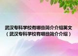 武汉专科学校有哪些简介介绍英文（武汉专科学校有哪些简介介绍）