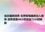 当日最新消息 北京疫情最新出入政策 进京需要48小时还是72小时核酸