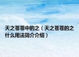 天之苍苍中的之（天之苍苍的之什么用法简介介绍）