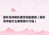 质朴无华和朴素无华的意思（质朴无华是什么意思简介介绍）