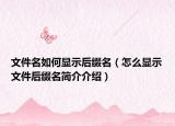 文件名如何显示后缀名（怎么显示文件后缀名简介介绍）
