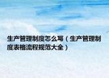生产管理制度怎么写（生产管理制度表格流程规范大全）