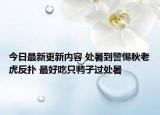 今日最新更新内容 处暑到警惕秋老虎反扑 最好吃只鸭子过处暑