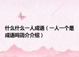 什么什么一人成语（一人一个是成语吗简介介绍）