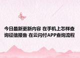 今日最新更新内容 在手机上怎样查询征信报告 在云闪付APP查询流程