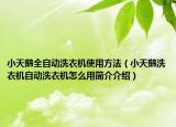 小天鹅全自动洗衣机使用方法（小天鹅洗衣机自动洗衣机怎么用简介介绍）