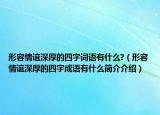 形容情谊深厚的四字词语有什么?（形容情谊深厚的四字成语有什么简介介绍）