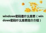 windows密码是什么意思（windows密码什么意思简介介绍）