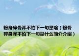 粉身碎骨浑不怕下一句是啥（粉骨碎身浑不怕下一句是什么简介介绍）