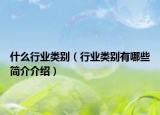 什么行业类别（行业类别有哪些简介介绍）