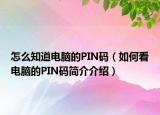 怎么知道电脑的PIN码（如何看电脑的PIN码简介介绍）
