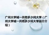 广州大学城一共有多少间大学（广州大学城一共有多少所大学简介介绍）