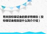 有关投标保证金的要求有哪些（投标保证金规定是什么简介介绍）