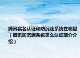 腾讯实名认证和防沉迷系统在哪里（腾讯防沉迷系统怎么认证简介介绍）
