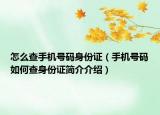 怎么查手机号码身份证（手机号码如何查身份证简介介绍）