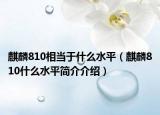 麒麟810相当于什么水平（麒麟810什么水平简介介绍）