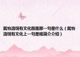 就怕流氓有文化前面那一句是什么（就怕流氓有文化上一句是啥简介介绍）