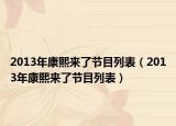 2013年康熙来了节目列表（2013年康熙来了节目列表）
