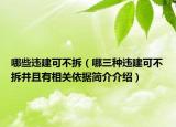 哪些违建可不拆（哪三种违建可不拆并且有相关依据简介介绍）