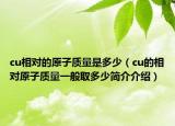 cu相对的原子质量是多少（cu的相对原子质量一般取多少简介介绍）