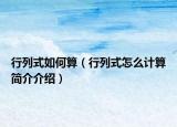 行列式如何算（行列式怎么计算简介介绍）