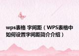 wps表格 字间距（WPS表格中如何设置字间距简介介绍）