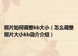 照片如何调整kb大小（怎么调整照片大小kb简介介绍）