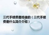 三代手续费是给谁的（三代手续费是什么简介介绍）