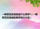 一树梨花压海棠是什么意思?（一树梨花压海棠的意思简介介绍）