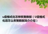 u盘格式化怎样恢复数据（U盘格式化后怎么恢复数据简介介绍）