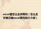 excel里怎么合并两列（怎么合并单元格excel两列简介介绍）