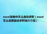 excel表格中怎么自动求积（excel怎么设置自动求积简介介绍）